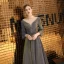 Elegant Grey Evening Dresses  2019 A-Line / Princess Scoop Neck Sequins 3/4 Sleeve Backless Floor-Length / Long Formal Dresses