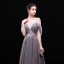 Charming Silver Evening Dresses  2019 A-Line / Princess V-Neck Glitter Polyester Lace Flower Sleeveless Backless Floor-Length / Long Formal Dresses