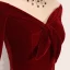 Chic / Beautiful Burgundy Homecoming Graduation Dresses 2019 A-Line / Princess Suede V-Neck Bow 3/4 Sleeve Backless Tea-length Formal Dresses