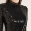 Chic / Belle Noire de retour Robe De Graduation 2019 Princesse Col Haut Paillettes 1/2 Manches Longueur Cheville Robe De Ceremonie