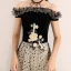 Chic / Beautiful Black Homecoming Graduation Dresses 2019 A-Line / Princess Off-The-Shoulder Suede Appliques Lace Spotted Sleeveless Backless Tea-length Formal Dresses