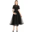 Chic / Beautiful Black Homecoming Graduation Dresses 2019 A-Line / Princess Scoop Neck Short Sleeve Bow Tea-length Formal Dresses