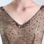 Luxury / Gorgeous Champagne Handmade  Beading Prom Dresses 2019 A-Line / Princess V-Neck Sequins Star Crystal Short Sleeve Backless Floor-Length / Long Formal Dresses