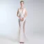 Sexy Ivoire Transparentes Robe De Soirée 2019 Trompette / Sirène V-Cou Paillettes Faux Diamant Sans Manches Dos Nu Train De Balayage Robe De Ceremonie