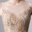Luxe Doré Fait main Perlage Robe De Soirée 2019 Princesse Encolure Dégagée Cristal En Dentelle Fleur Perle Paillettes Sans Manches Longue Robe De Ceremonie