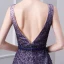 Charmant Dégradé De Couleur Violet Robe De Soirée 2019 Trompette / Sirène V-Cou Perlage Cristal En Dentelle Fleur Faux Diamant Sans Manches Dos Nu Ceinture Longue Robe De Ceremonie