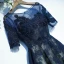 Chic / Belle Bleu Marine Robe De Ceremonie Robe De Graduation 2017 En Dentelle Paillettes Fleur Dos Nu 1/2 Manches Courte Princesse Encolure Dégagée