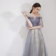 Élégant Bleu Ciel Robe De Soirée 2019 Princesse De l'épaule Perlage En Dentelle Fleur Paillettes Manches Courtes Dos Nu Longue Robe De Ceremonie