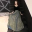 Elegant Svart Selskapskjoler 2019 Prinsesse Suede Scoop Halsen Glitter Polyester 3/4 Ermer Lange Formelle Kjoler