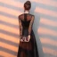Elegant Black Evening Dresses  2019 A-Line / Princess Scoop Neck Suede Spotted Sash Long Sleeve Floor-Length / Long Formal Dresses