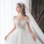 Mode Ivoire Robe De Mariée 2021 Robe Boule Encolure Dégagée Perlage Appliques En Dentelle Fleur Perle Paillettes Manches Courtes Dos Nu Royal Train Mariage