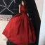 Vintage / Retro Modest / Simple Burgundy Prom Dresses 2019 A-Line / Princess High Neck 1/2 Sleeves Floor-Length / Long Formal Dresses