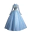 Vintage / Retro Sky Blue 2019 A-Line / Princess Formal Dresses High Neck Beading Pearl Appliques Lace Long Sleeve Backless Floor-Length / Long Prom Dresses