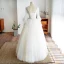 Elegante Ivory / Creme Brautkleider / Hochzeitskleider 2019 Ballkleid Eckiger Ausschnitt Perlenstickerei Pailletten Glockenhülsen Rückenfreies Lange