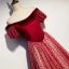 Chic / Belle Bordeaux Robe De Soirée 2019 Princesse De l'épaule Tachetée Manches Courtes Dos Nu Longue Robe De Ceremonie