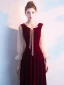 Chic / Beautiful Burgundy Evening Dresses  2019 A-Line / Princess V-Neck Long Sleeve Floor-Length / Long Formal Dresses