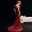 Sexy Bordeaux Robe De Soirée 2019 Trompette / Sirène Une épaule Glitter Satin Manches Courtes Dos Nu Train De Balayage Robe De Ceremonie