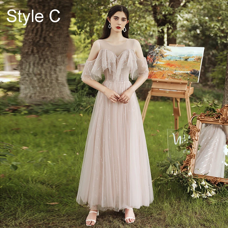 Modest Simple Chic Beautiful Blushing Pink Bridesmaid Dresses 2021 A-Line Princess Scoop
