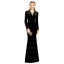 Elegant Solid Color Black Evening Dresses  2019 Trumpet / Mermaid V-Neck Suede Rhinestone Long Sleeve Floor-Length / Long Formal Dresses