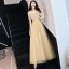 Modern / Fashion Gold Evening Dresses  2019 A-Line / Princess Off-The-Shoulder Sequins Tassel Short Sleeve Floor-Length / Long Formal Dresses