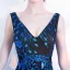 Chic / Belle Bleu Marine Robe De Soirée 2018 Trompette / Sirène Paillettes V-Cou Dos Nu Sans Manches Longue Robe De Ceremonie