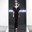 Chic / Belle Noire Robe De Soirée 2019 Trompette / Sirène Col Haut En Dentelle Fleur Manches Courtes Longue Robe De Ceremonie