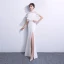 Chinese style Black Evening Dresses  2019 Trumpet / Mermaid High Neck Short Sleeve Split Front Floor-Length / Long Formal Dresses