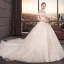 Elegant Ivory Wedding Dresses 2019 Ball Gown Off-The-Shoulder Lace Flower Star Beading Pearl Sequins Short Sleeve Backless Royal Train