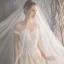 Élégant Champagne Robe De Mariée 2019 Princesse Encolure Dégagée Volants Perlage Perle En Dentelle Fleur Manches Courtes Dos Nu Royal Train