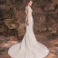 Sparkly Champagne Evening Dresses  2019 Trumpet / Mermaid Scoop Neck Glitter Lace Flower Sequins Short Sleeve Backless Chapel Train Formal Dresses