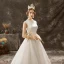 Élégant Couleur Unie Ivoire Robe De Mariée 2019 Princesse Encolure Dégagée Sans Manches En Dentelle Longue