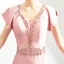 Chic / Beautiful Blushing Pink Evening Dresses  2019 Trumpet / Mermaid V-Neck Crystal Rhinestone Short Sleeve Backless Floor-Length / Long Formal Dresses