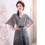 Scintillantes Bleu Marine Dégradé De Couleur Robe De Soirée 2019 Princesse V-Cou Paillettes Noeud 1/2 Manches Dos Nu Longue Robe De Ceremonie