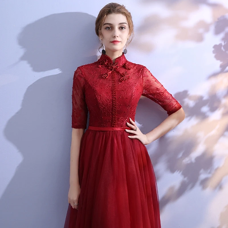 green emerald velvet dress Ladivine CD386 Elegant A-Line Formal Gown with Neck Scarf Burgundy / 6 main image 1