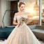 Élégant Ivoire Robe De Mariée 2019 Robe Boule Appliques En Dentelle Fleur De l'épaule Manches Courtes Dos Nu Royal Train