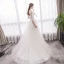 Elegant Ivory Wedding Dresses 2019 A-Line / Princess Scoop Neck Sequins Lace Flower 1/2 Sleeves Backless Sweep Train