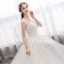 Elegant Ivory Wedding Dresses 2019 A-Line / Princess Spaghetti Straps Sequins Lace Flower Sleeveless Backless Court Train