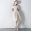 Modest / Simple Champagne Homecoming Graduation Dresses 2018 A-Line / Princess Off-The-Shoulder Backless Sleeveless Knee-Length Formal Dresses