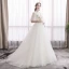 Élégant Ivoire Robe De Mariée 2019 Princesse V-Cou En Dentelle Fleur Manches Courtes Dos Nu Tribunal Train