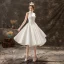 Modest / Simple Ivory Wedding Dresses 2019 A-Line / Princess High Neck Lace Flower Buttons Sleeveless Knee-Length
