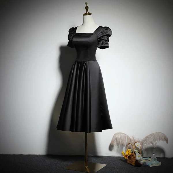 Modest Simple Black Homecoming Graduation Dresses Little Black Dress 2021 A-Line Square Modest Simple Black Homecoming Graduation Dresses Little Black Dress 2021 A-Line Square