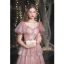 Charmant Rose Sombre Volants Glitter Robe De Bal 2021 Princesse Encolure Carrée Paillettes Manches Courtes Dos Nu Longue Tulle Promo Robe De Ceremonie