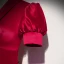 Vintage / Retro Burgundy Prom Dresses 2021 A-Line / Princess Sash V-Neck Satin Short Sleeve Backless Tea-length Prom Formal Dresses