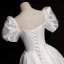 Vintage Schlicht Ivory / Creme Satin Brautkleider / Hochzeitskleider 2021 A Linie Eckiger Ausschnitt Kurze Ärmel Rückenfreies Wadenlang Hochzeit