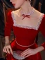 Chic / Beautiful Red Lace Flower Evening Dresses  2021 A-Line / Princess Square Neckline Rhinestone Long Sleeve Backless Floor-Length / Long Evening Party Formal Dresses