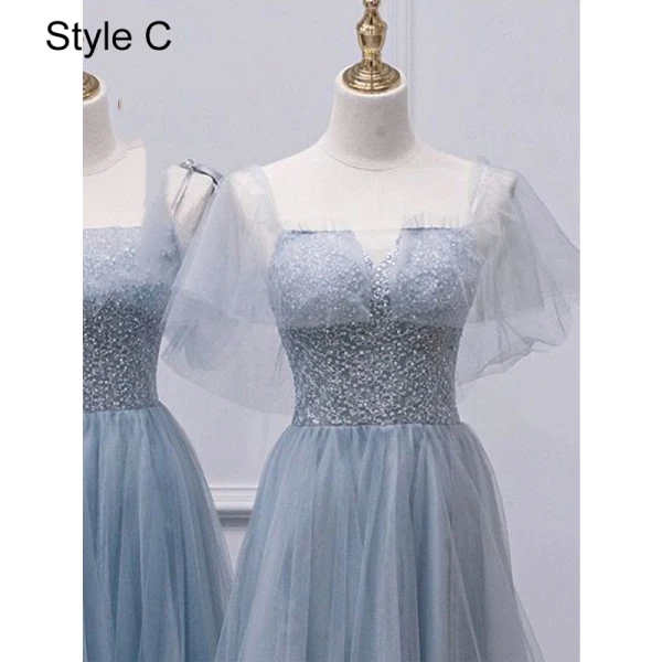 Modest / Simple Sky Blue Bridesmaid Dresses 2021 A-Line / Princess Short Sleeve Backless Beading Pearl Floor-Length / Long Bridesmaid Wedding Party Dresses