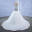 High-end White Glitter Wedding Dresses 2021 Trumpet / Mermaid Scoop Neck Beading Crystal Sequins Sleeveless Chapel Train Wedding