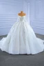 High-end White Wedding Dresses 2021 Ball Gown Off-The-Shoulder Beading Sequins Lace Flower Long Sleeve Backless Royal Train Wedding