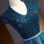 Vintage Marineblau Ballkleider 2021 A Linie V-Ausschnitt Perlenstickerei Strass Pailletten Kurze Ärmel Rückenfreies Lange Ball Festliche Kleider