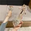 Charmant Rosa Abend Sandalen Damen 2021 Knöchelriemen Strass Schleife 5 cm Stilettos Peeptoes Sandaletten Hochhackige